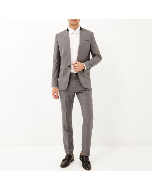 river island grey wool coat