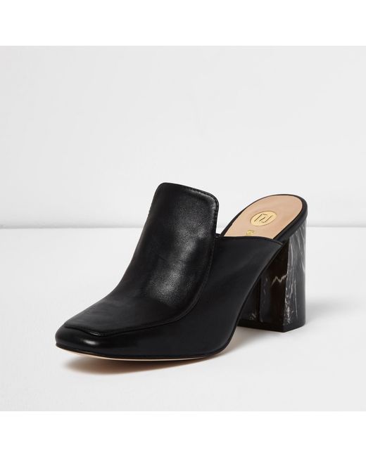 closed toe block heel mules