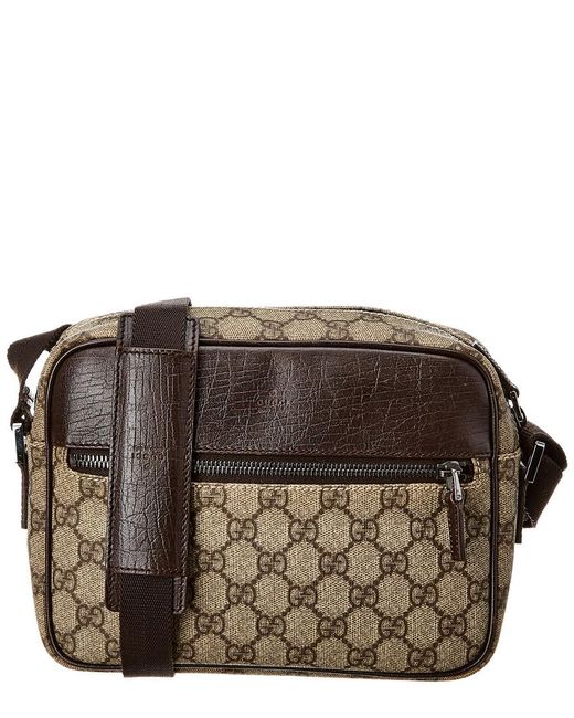 Lyst - Gucci Brown GG Supreme Canvas & Leather Shoulder Bag in Brown