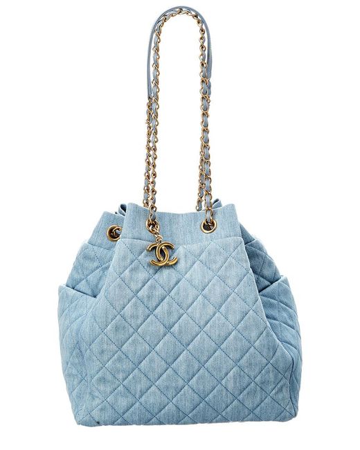 chanel blue quilted bag