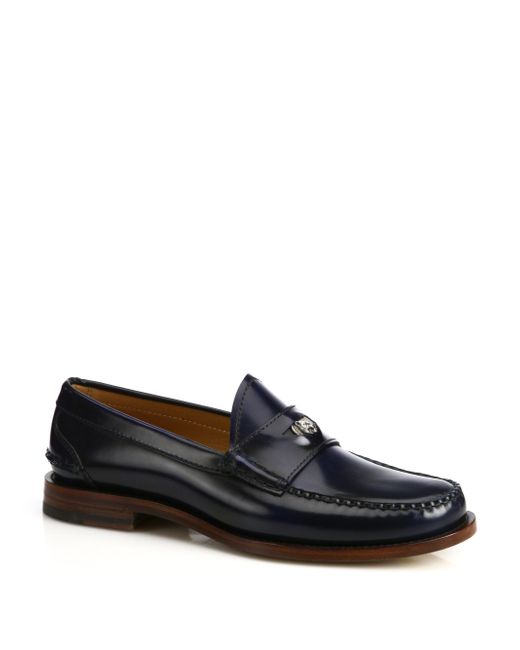 Gucci Jacob Penny Leather Loafers in Blue for Men | Lyst
