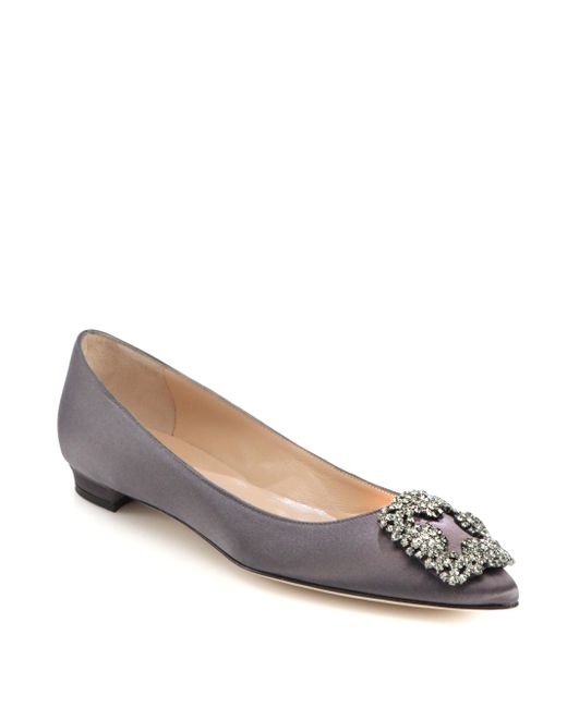 gray satin flats