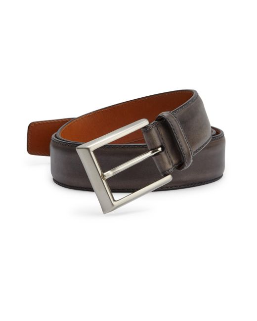 Lyst - Saks Fifth Avenue Saks Fifth Avenue By Magnanni Barnished Leather Belt in Gray for Men