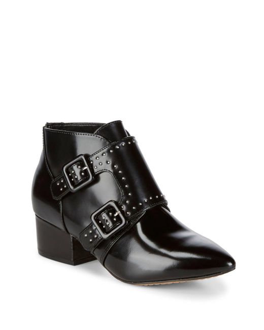 French connection Studded Leather Ankle Boots in Black | Lyst