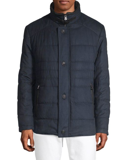 Bugatti Plaid Quilted Puffer Jacket in Blue for Men - Lyst