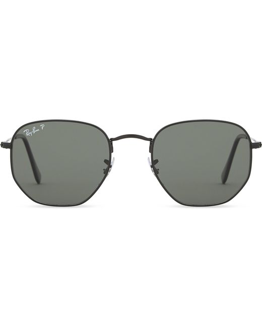 Lyst Rayban Black Hexagonal Flat Sunglasses in Black for Men Save 6