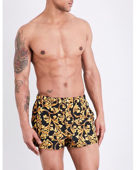 Versace Baroque Swim Shorts in Black for Men | Lyst