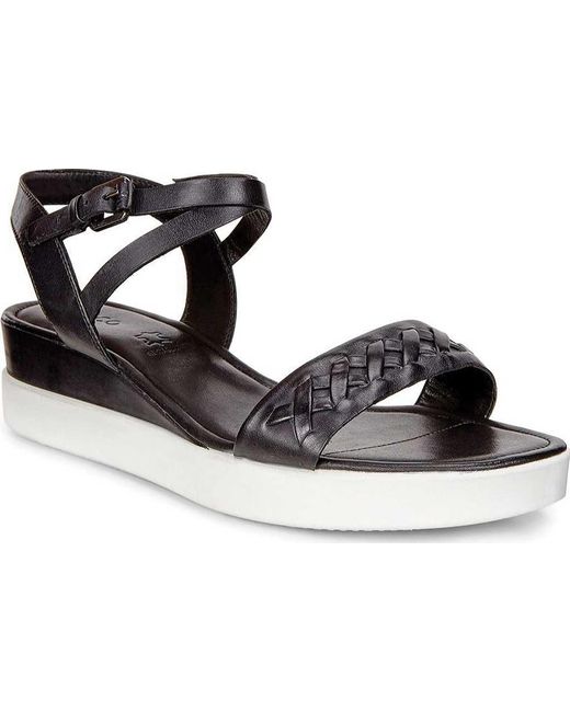 Ecco Touch Braided Plateau Ankle Strap Sandal in Black | Lyst