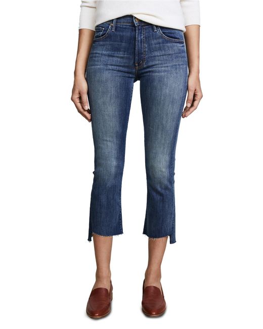 Lyst - Mother The Insider Crop Step Fray Jeans in Blue