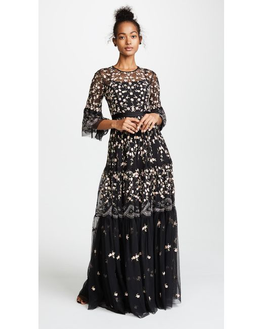 Lyst - Needle & Thread Climbing Blossom Gown in Black