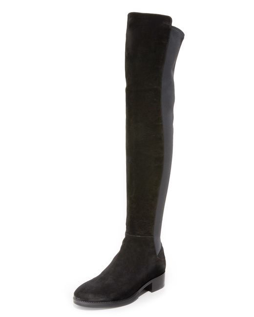 Tory burch Caitlin Suede And Fabric Over-the-knee Boots in Black - Save ...
