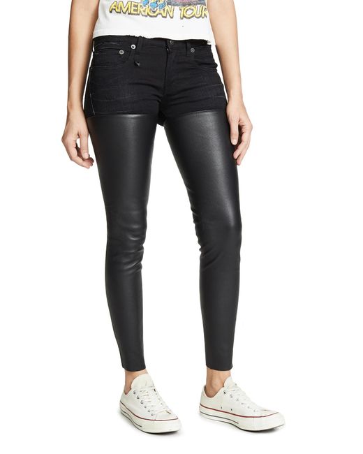 Lyst - R13 Leather Chaps Jeans in Black