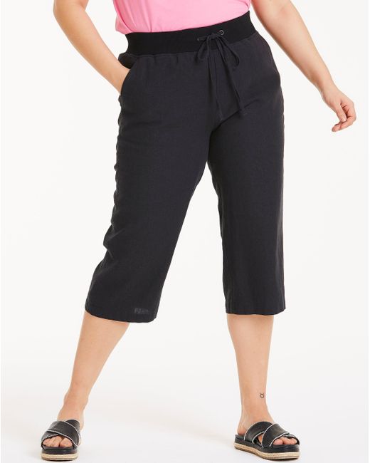Lyst - Simply Be Slouch Linen Rich Crop Pants in Black