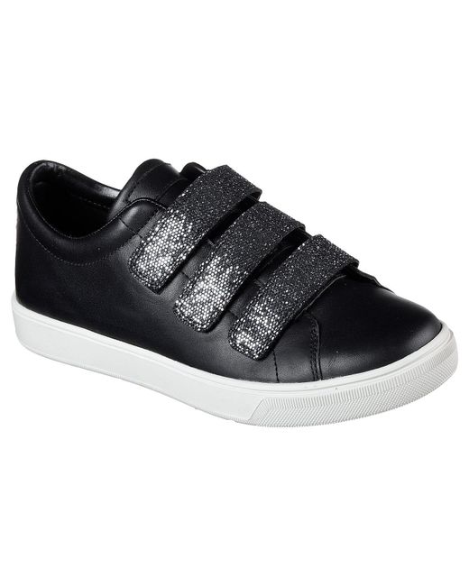 skechers black glitter memory foam trainers