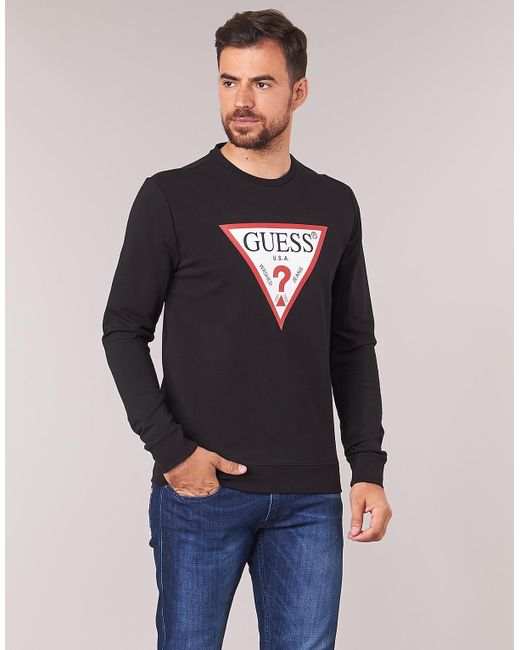 Guess Triangle Logo Sweatshirt in Black for Men - Save 42% - Lyst