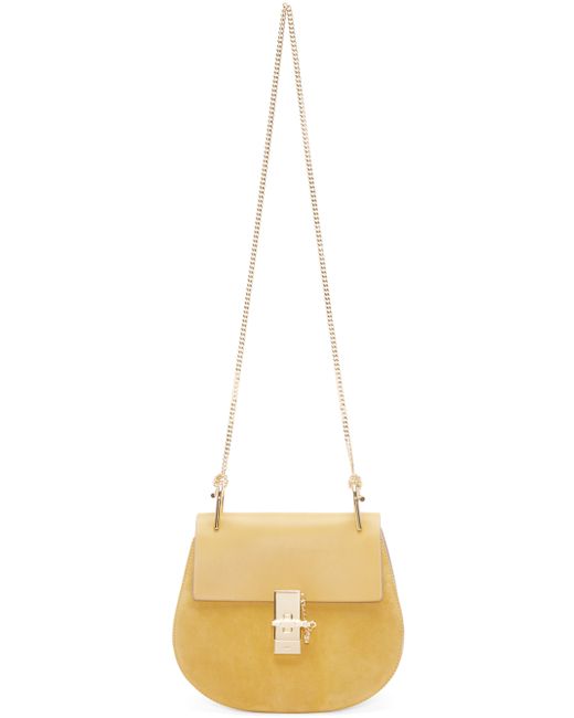 Chlo Yellow Leather And Suede Small Drew Saddle Bag in Khaki ...