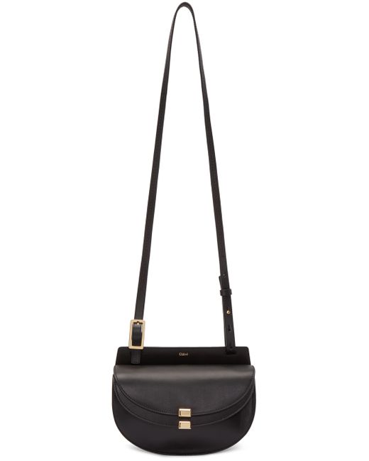 chloe grey bag - Chlo Black Mini Georgia Saddle Bag in Black | Lyst