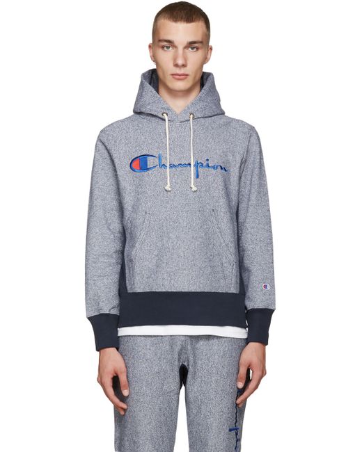 Champion Navy Big Logo Hoodie in Blue for Men (navy) | Lyst