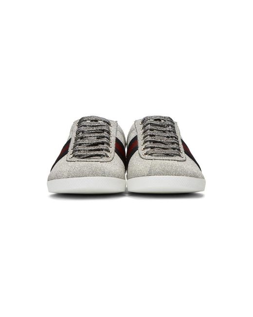 gucci silver glitter web bambi sneakers