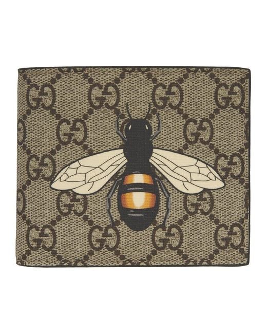 Gucci Beige Gg Supreme Bee Wallet in Natural for Men - Lyst
