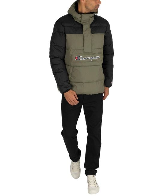 champion logo sleeve mens puffer jacket