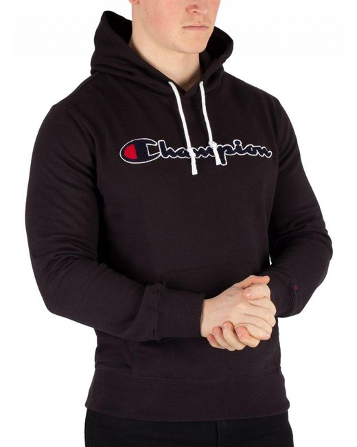 Lyst - Champion Black Graphic Pullover Hoodie in Black for Men
