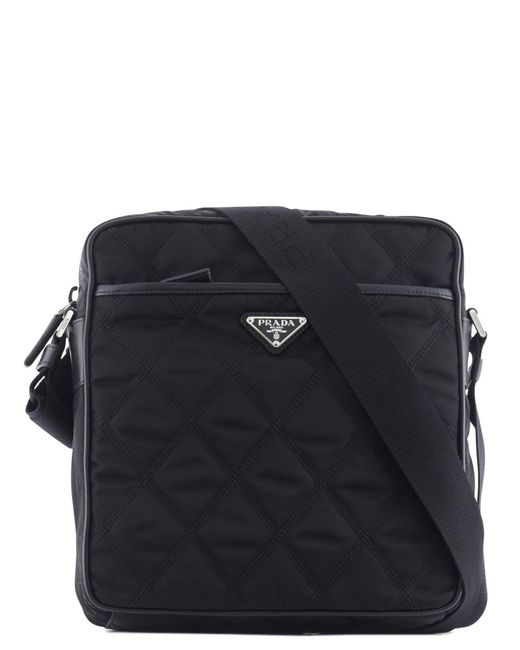 Prada Small Quilted Nylon And Leather Messenger Bag in Black for Men | Lyst
