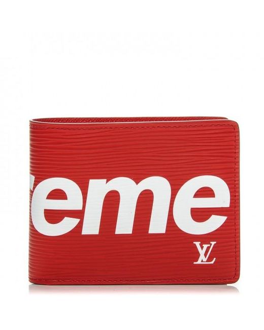 Supreme Louis Vuitton X Slender Wallet Epi Red in Red for Men - Lyst