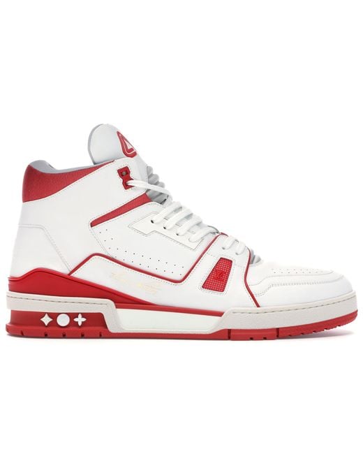 Louis Vuitton Lv Trainer Sneaker Mid White Red for Men - Lyst