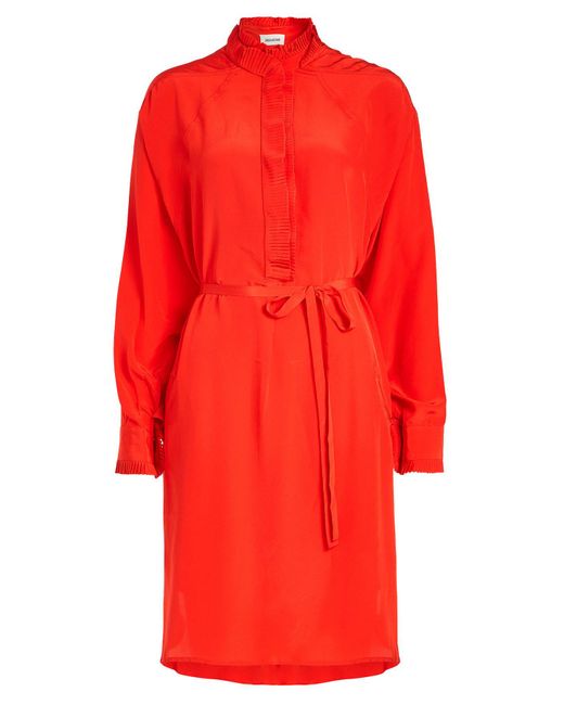 Zadig & voltaire Rizzo Silk-crepe Shirt Dress in Red | Lyst