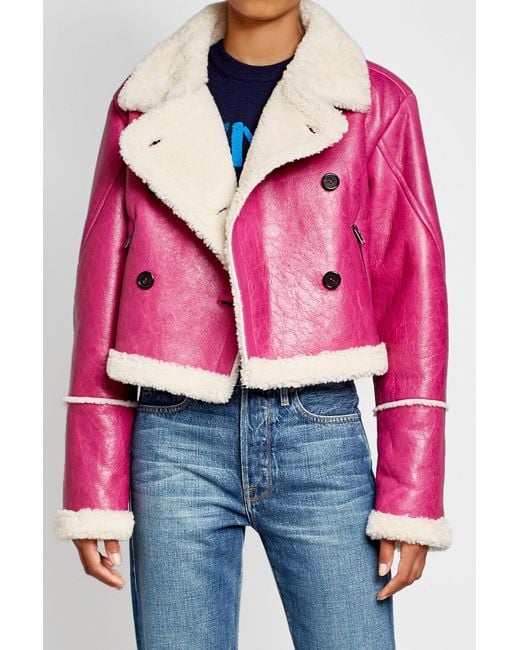 Kenzo Shearling Jacket in Pink Lyst