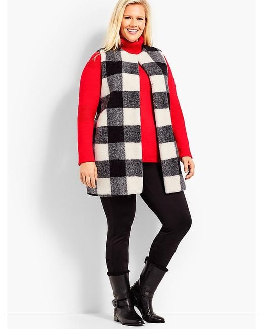 Lyst Talbots Buffalo Check Fauxfur & Knit Vest in Black