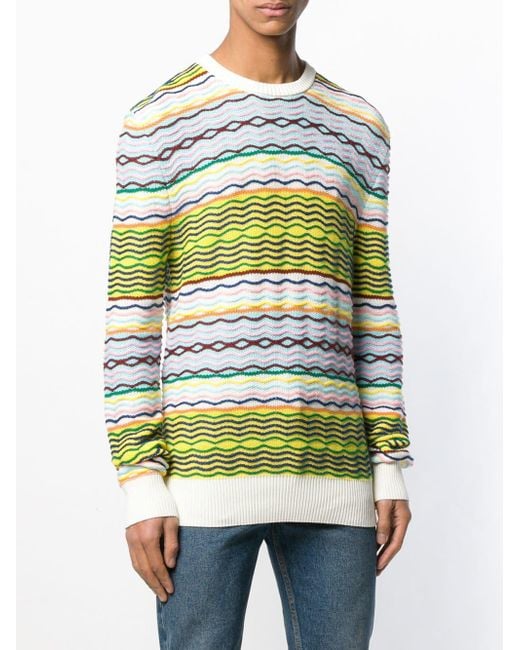 Lyst - Loewe Striped Print Sweater in Green for Men
