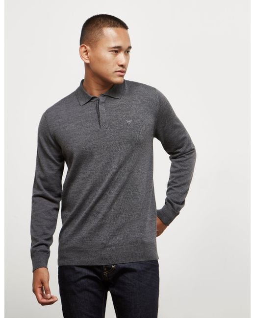 Download Emporio Armani Mens Knit Long Sleeve Polo Shirt - Online ...