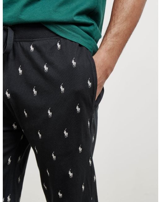 ralph lauren all over print trousers black