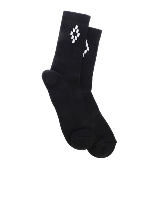 Lyst - Marcelo Burlon Cross Short Black Socks With White Inlay in Black ...