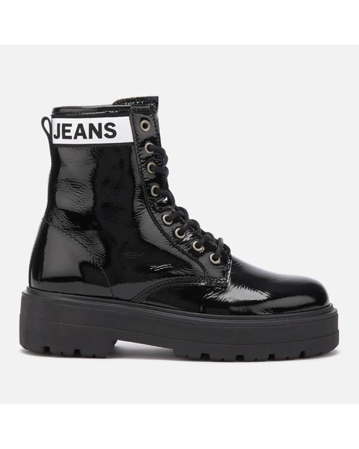 tommy hilfiger patent leather platform boots