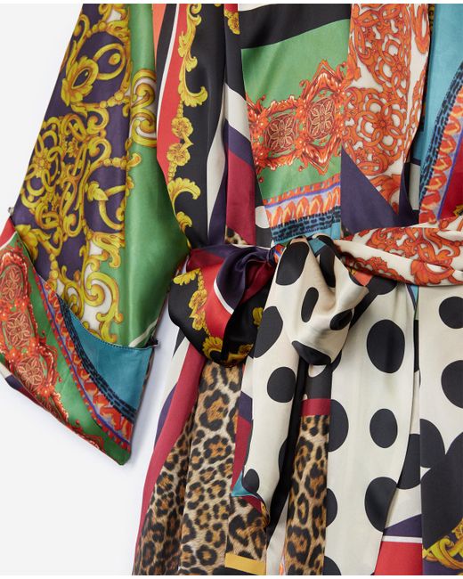 Lyst - The Kooples Long Silk Kimono With Baroque Print