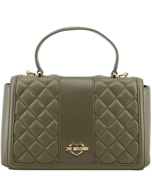 Lyst Moschino Love Green Quilted Faux Leather Crossbody Bag in Green