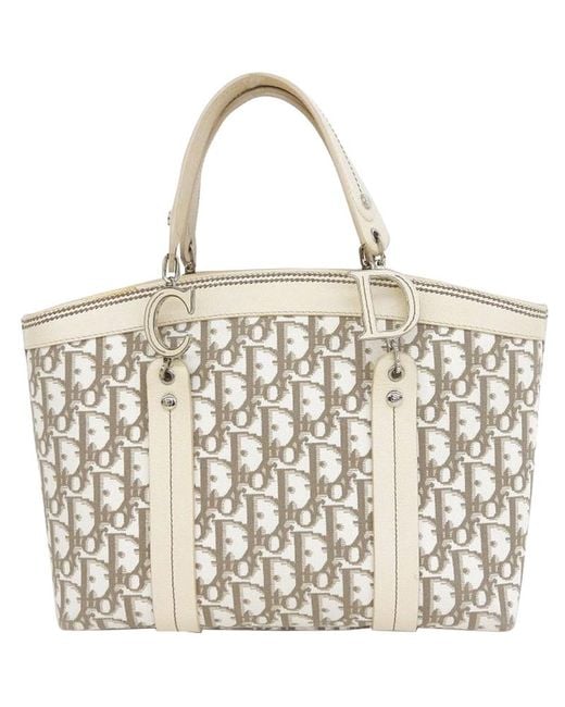 Dior Off White Floral Pattern Trotter Canvas Tote Bag - Lyst