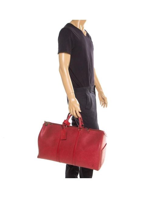 Louis Vuitton Keepall 50 Bag In Red Epi Leather at 1stDibs  lv keepall epi  leather, red leather keepall, louis vuitton keepall epi leather