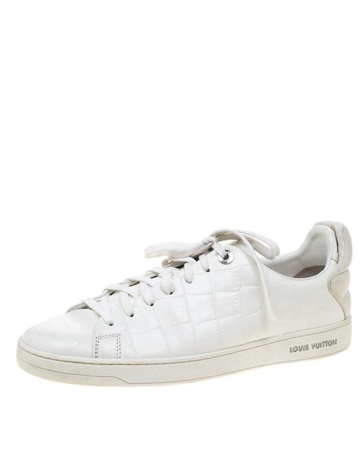Lyst - Louis Vuitton White Croc Embossed Leather Frontrow Sneakers Size 41.5 in White for Men