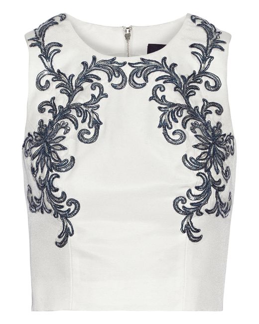 Notte by marchesa Appliquéd Cotton And Silk-blend Top in White | Lyst