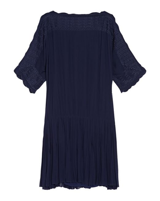 Étoile isabel marant Auxane Embroidered Georgette Mini Dress in Blue ...