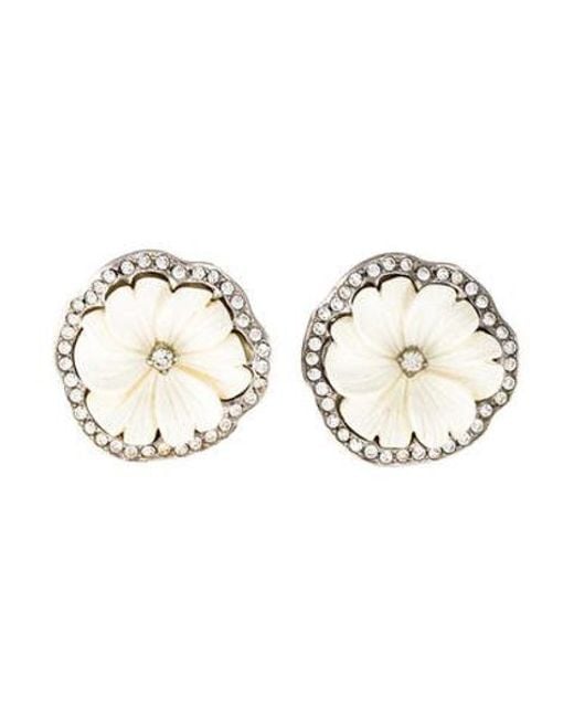 Women S Metallic Resin Crystal Fl Clip On Earrings Silver Women S Metallic Resin Crystal Fl Clip On Earrings Silver