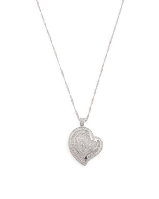 Lyst Tj Maxx Sterling Silver Baguette Cz Heart Necklace
