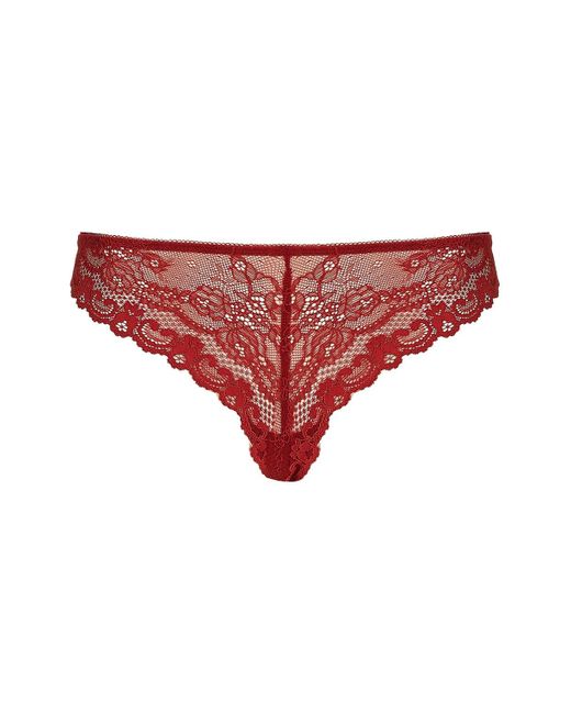 Topshop Lace Thong in Red | Lyst