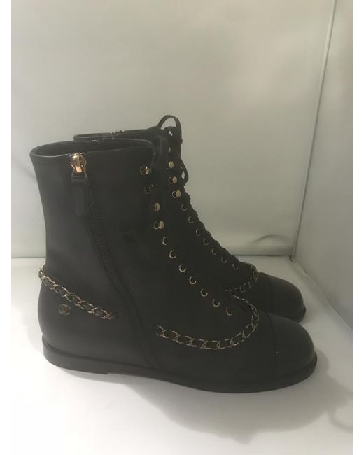 chanel flat ankle boots