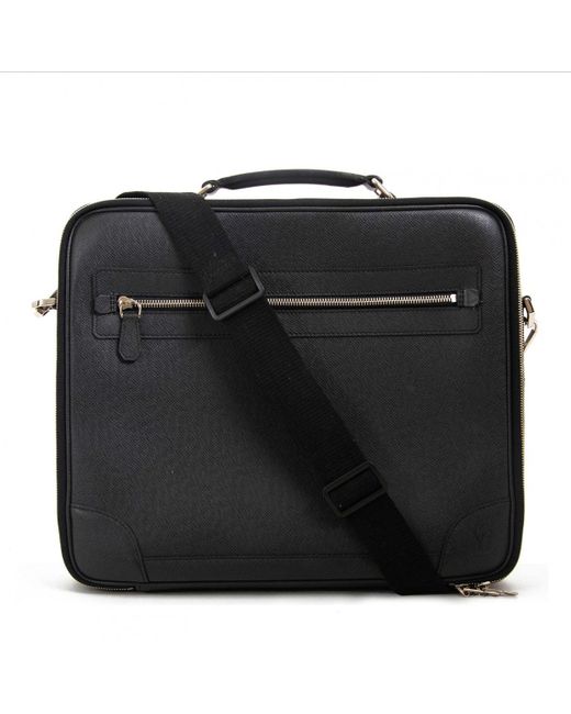 Louis Vuitton Black Leather Travel Bag in Black - Lyst
