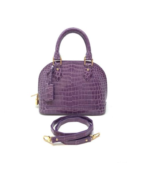 Louis Vuitton Alma Bb Purple Crocodile Handbag - Lyst